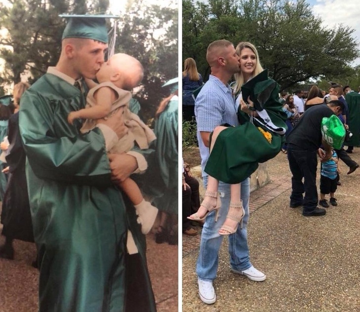 Este padre llevó a su hija a su propia graduación