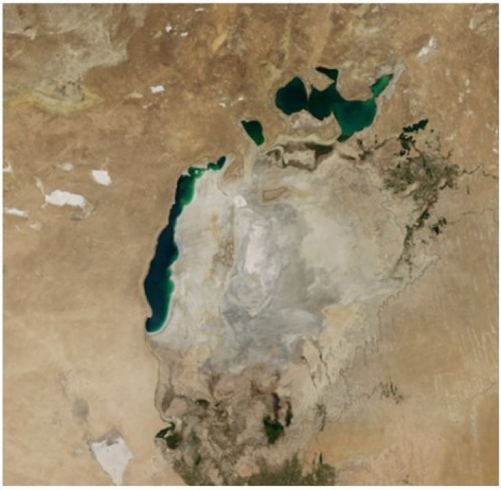 remanescentes de Mar Aral após a seca