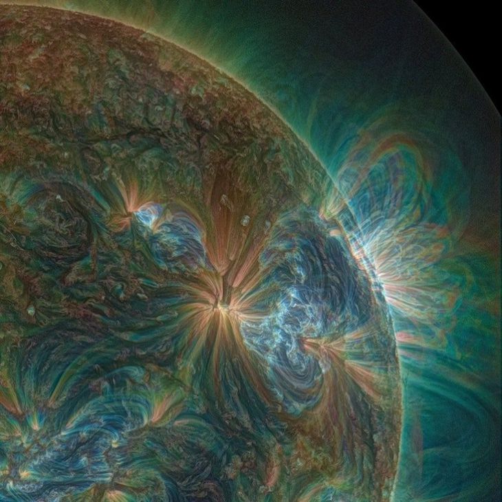 El sol visto a través de una lente UV