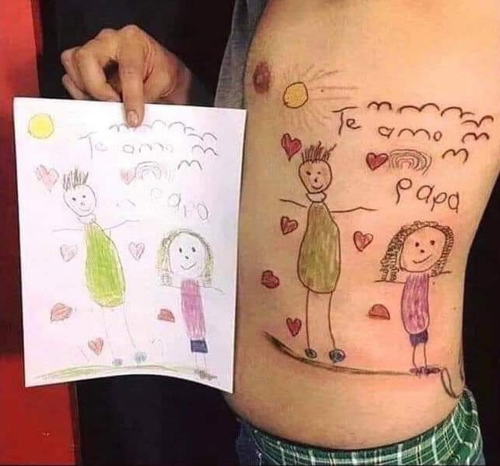 Ele tatuou este desenho porque a sua filha faleceu