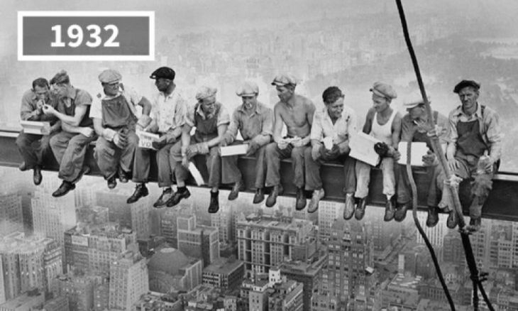 Almuerzo sobre un rascacielos., Nueva York, EE.UU., Londres, Inglaterra, 1932