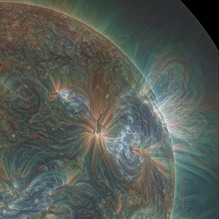 Aurinko ultraviolettikuvana kuvattuna