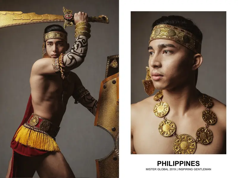 Um homem com espada e escudo das Filipinas
