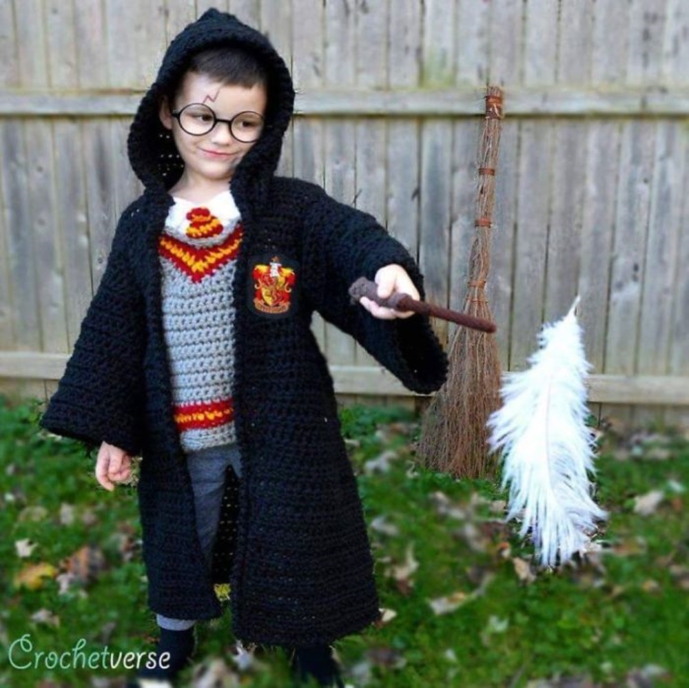 Szydełkowy kostium Harry'ego Pottera