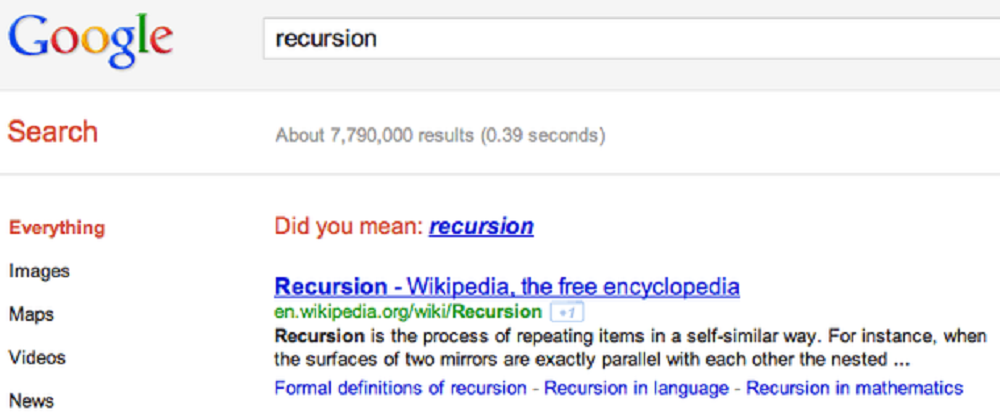 “Recursion” – did you mean “recursion”