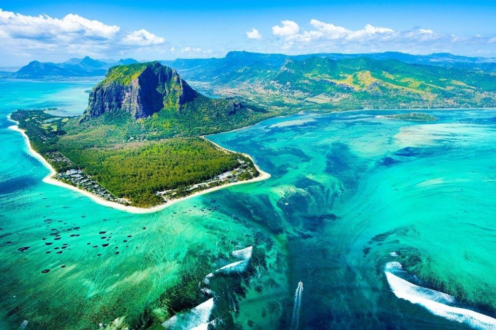 Onderwater waterval in Mauritius
