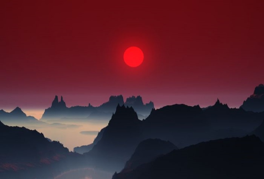 Zachód słońca w japońskich górach