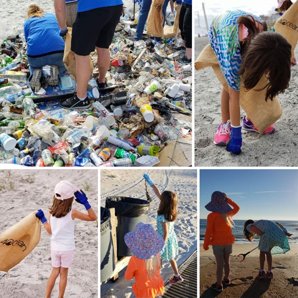 Crianças limparam a praia