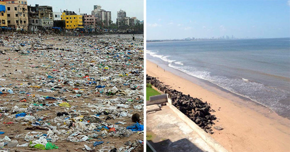 500 voluntários limparam a praia de Mumbai