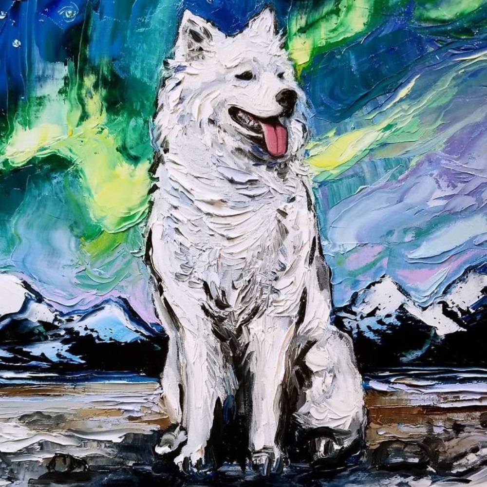 Cachorro pintado de branco