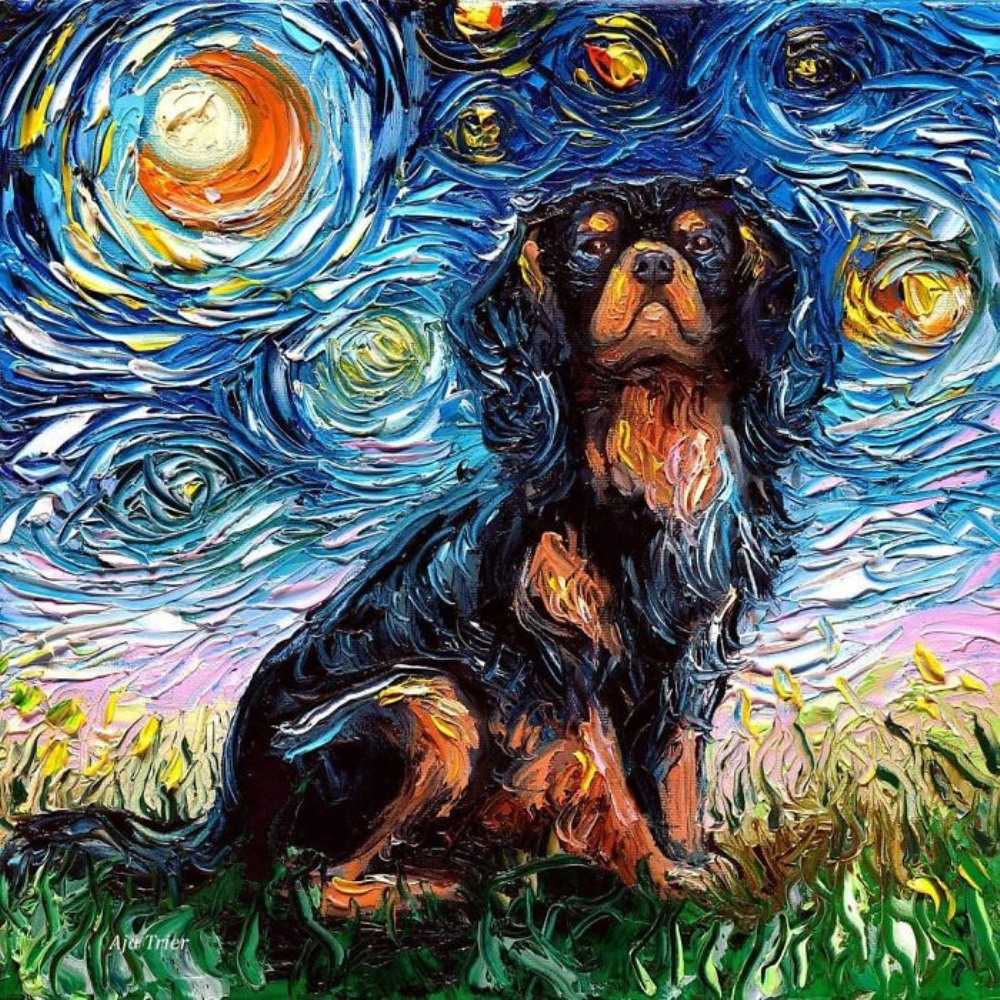 Pintura a óleo: retrato de um cachorro