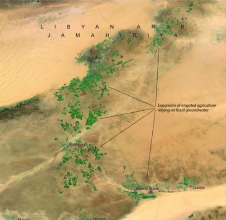 Aumento no número de árvores Grande Rio Artificial, Líbia