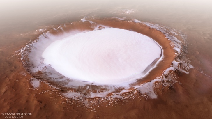 El cráter marciano Korolev está lleno de 2.200 kilómetros
