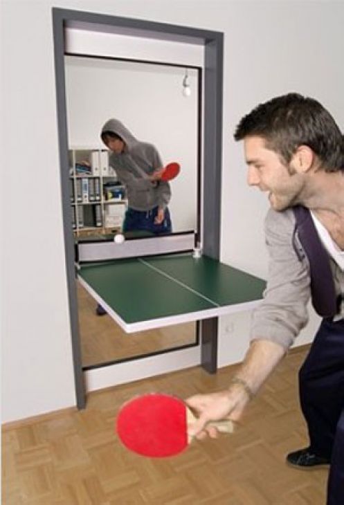 Compact tennis table in flat